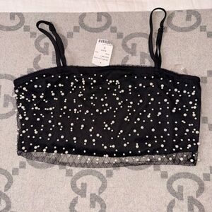 NWT Hot & Delicious Black Beaded Crop Top